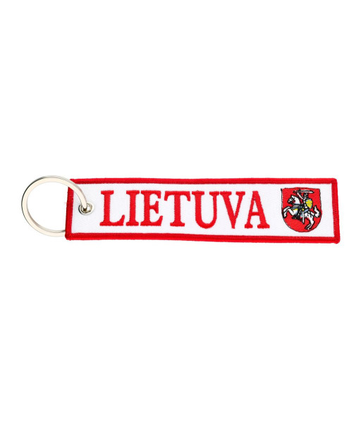 Tekstilinis raktų pakabukas Lietuva baltame fone